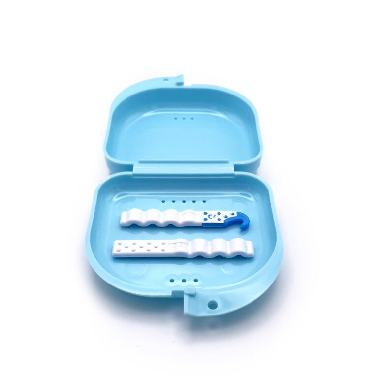 Clenchy clear aligner accessories fit perfectly in a retainer case with clear aligners. Add our Clenchy Combo to your kits TODAY! *Retainer case not included