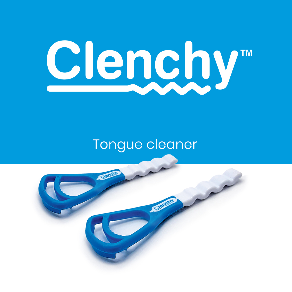 Clenchy Tongue Cleaner for use with Clenchy teeth aligner seating devices