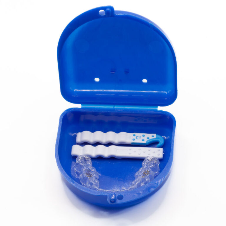 Clenchy clear aligner accessories fit perfectly in a retainer case with clear aligners like Invisalign and others.